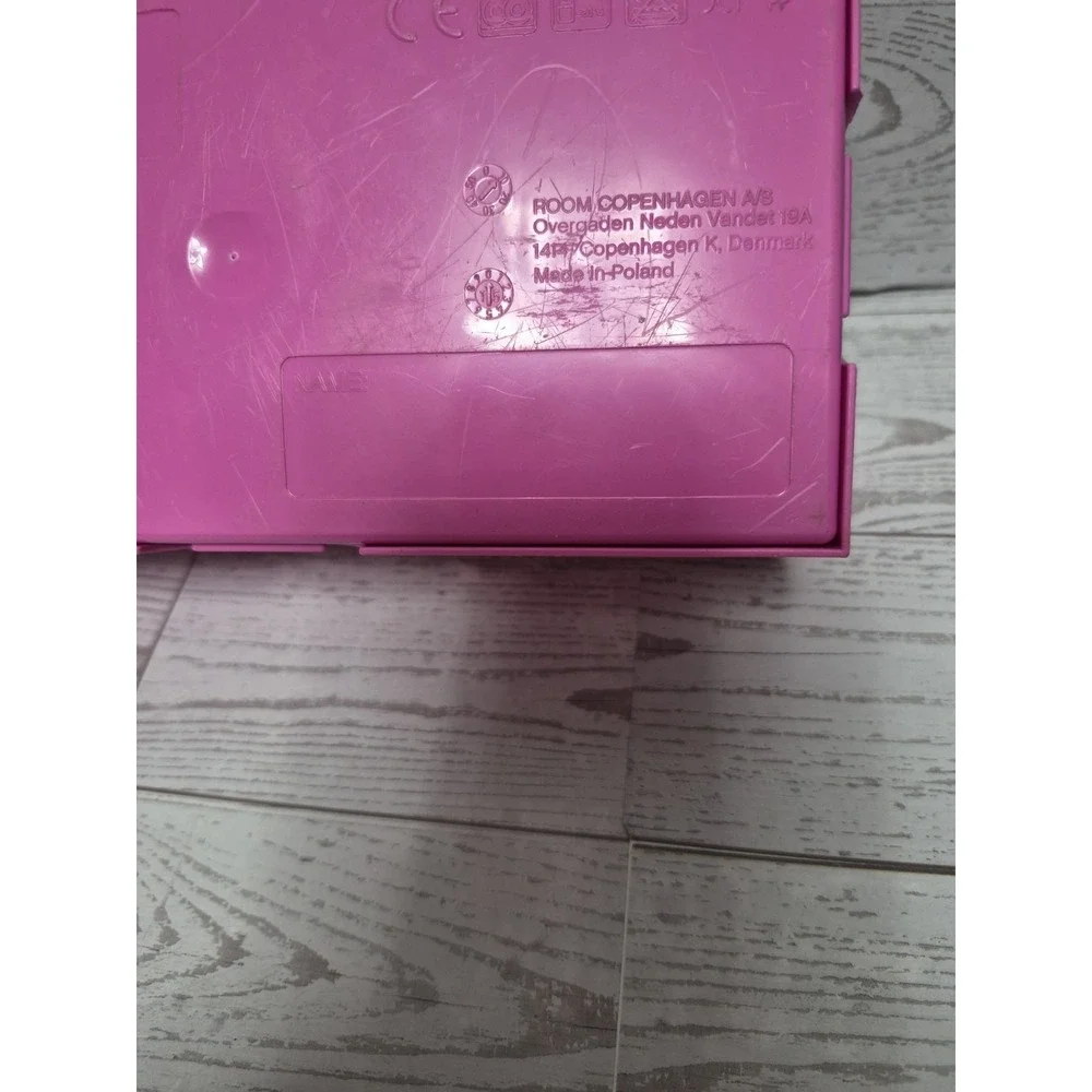 Pink Lego Bricks Container And 2 Figures